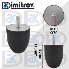 Буферен тампон M 10 Ø 70 х 80 mm