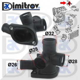 Фланец охладителна течност Seat Cordoba Ibiza Toledo VW Golf Passat Polo Vento Фланец охладителна течност Seat Cordoba Ibiza Toledo VW Golf Passat Polo Vento