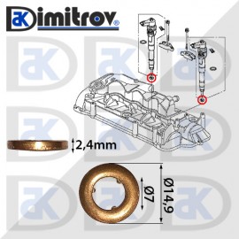 Дифтунга Ø  7 х Ø 14,9 х 2,4 mm медна