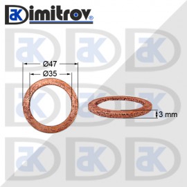 Дифтунга Ø35 х Ø47 х 3,0 mm медна