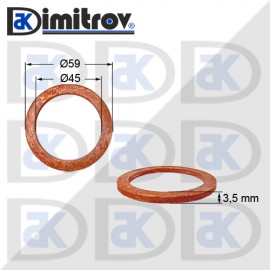 Дифтунга Ø45 х Ø59 х 3,5 mm медна