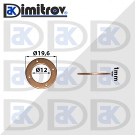 Дифтунга Ø 12 х Ø 19,6 х 1 mm медна