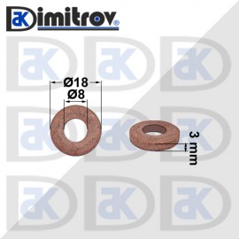 Дифтунга Ø8 х Ø18 х 3,0 mm медна