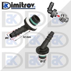 Конектор горивопровод 60 градуса Ø8 х Ø12 mm