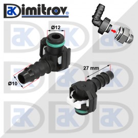 Конектор горивопровод 90 градуса Ø10 х Ø12 mm