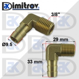 Конектор горивопровод г-образен мъжки Ø9.5 x 3/8"