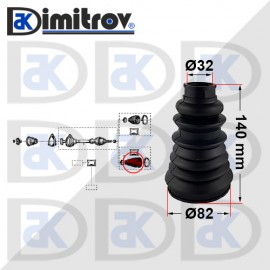 Маншон гумен Ø32 х Ø82 х 140 mm Dacia Sandero Renault 11 19 21 25 9 Clio Kangoo Logan Megane Rapid Scenic I Super 5 Twingo