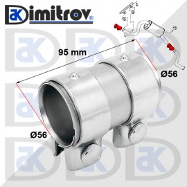 Двойна скоба ауспух Ø56 x 95 mm Audi BMW Citroen Fiat Ford Lancia Nissan Opel Peugeot Renault Saab Seat Skoda VW